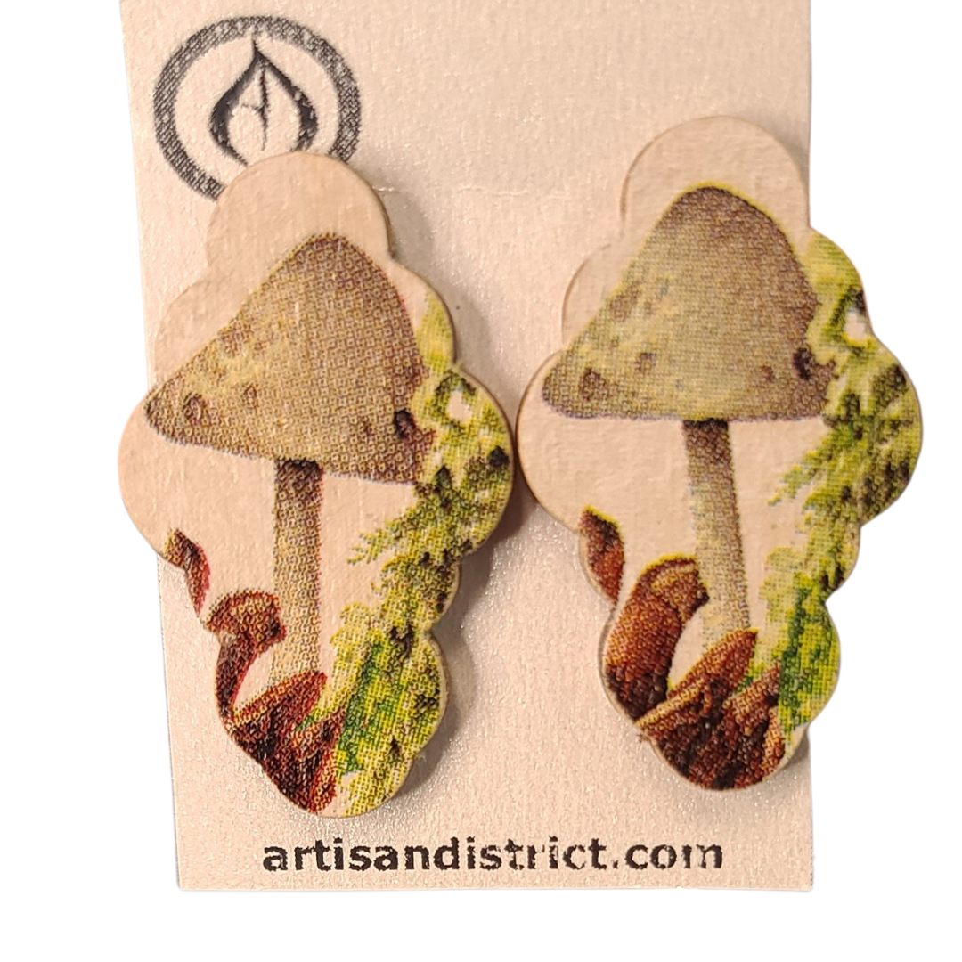 Large Mushroom Stud Earrings