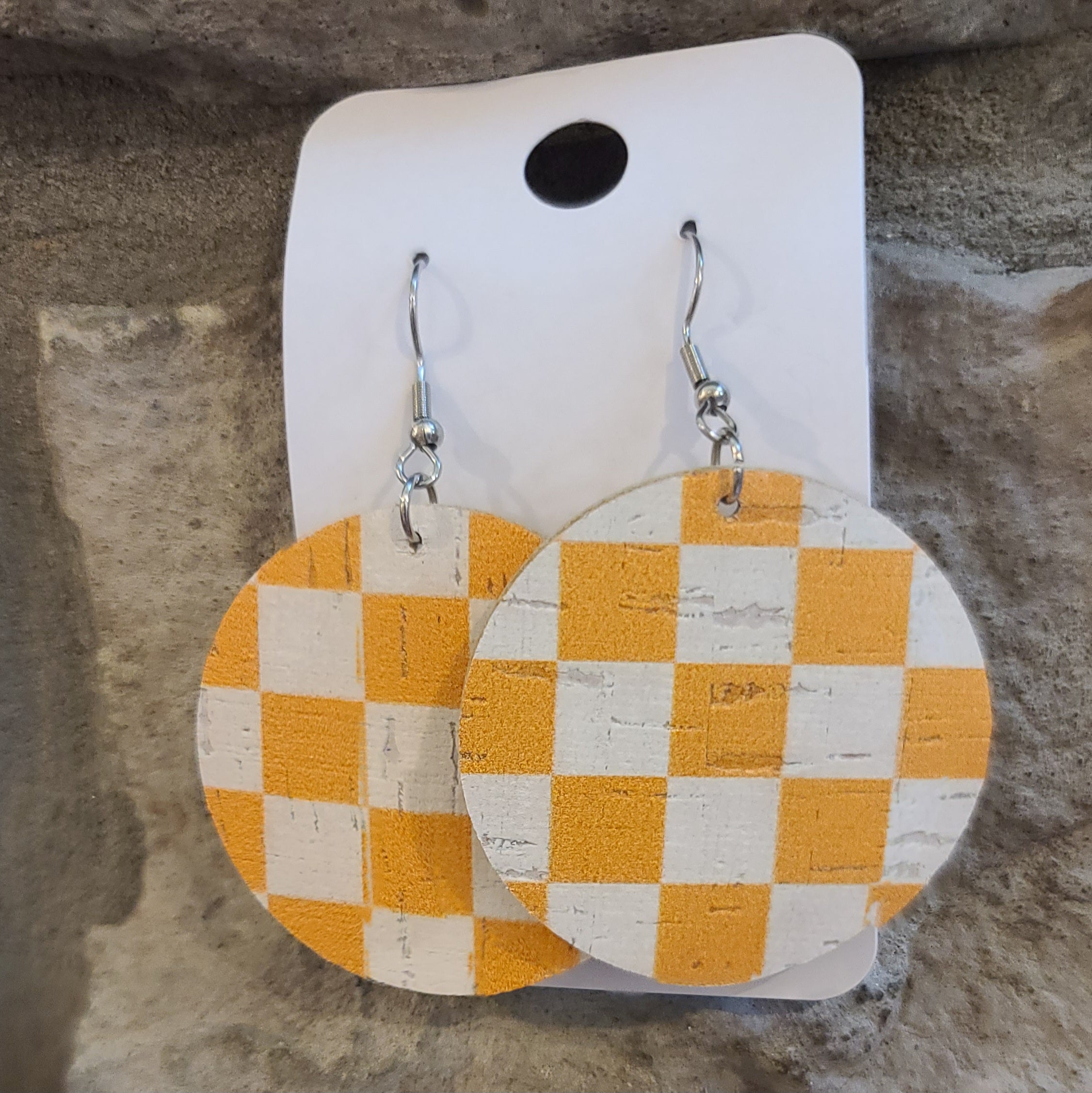 Orange & White Plaid earrings