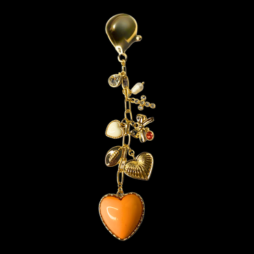 Orange Heart Bag Charm