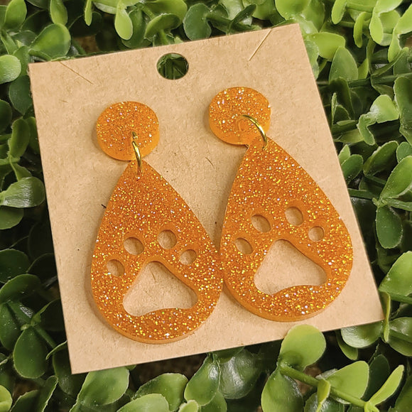 Orange Pawprint Earrings