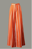 Orange & White Stripe Wide Leg Pants