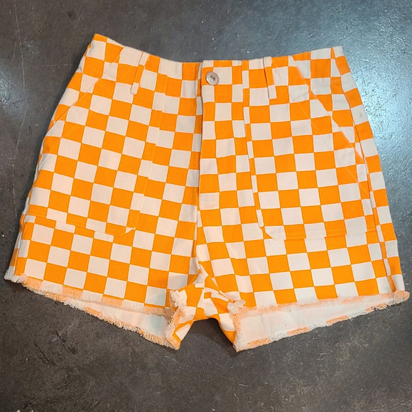 Orange and White Checkered Shorts