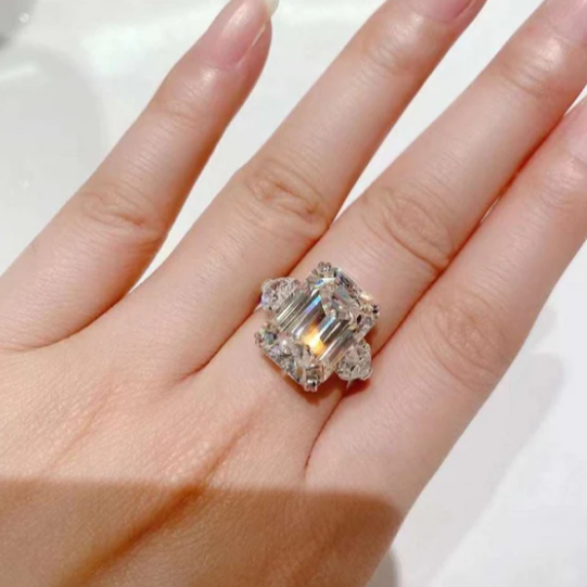 Natalia Luxe Emerald Cut Moissanite Ring