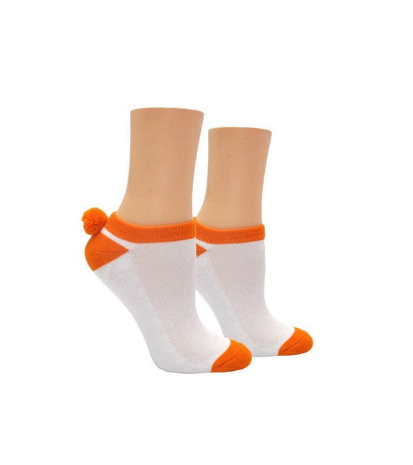 Orange Pom-Pom Socks