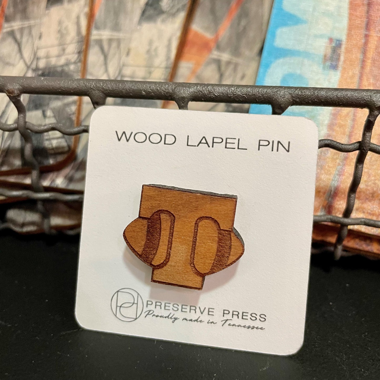 Power T over Football Lapel Pin