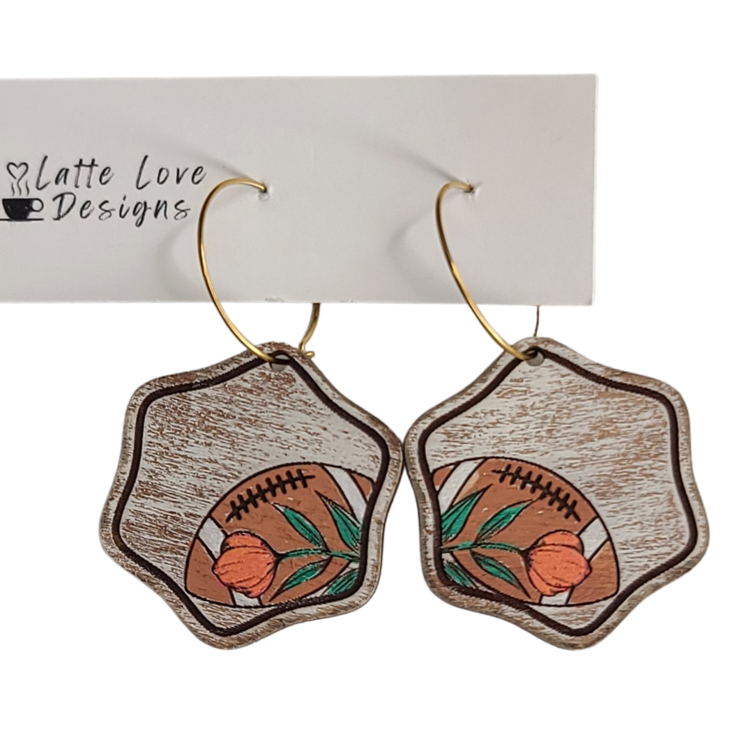 Floral Football Dangle Earrings