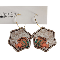 Floral Football Dangle Earrings
