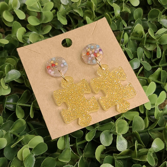 Puzzle Piece Resin Earrings