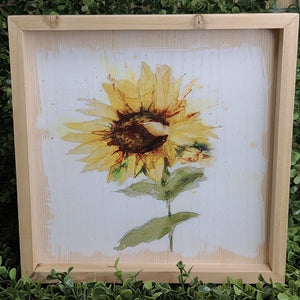 Natural Wood Framed Sunflower