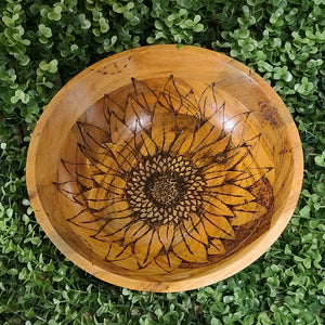 Handcrafted Wood Sunflower Salad Bowl