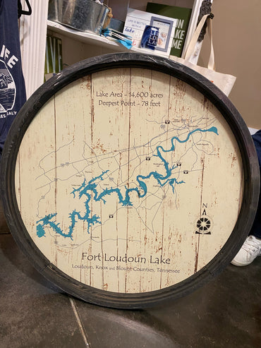 Lake Map Framed On Barrel End