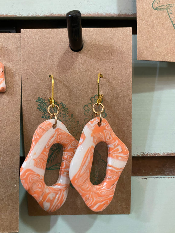 Orange and White Clay earrings