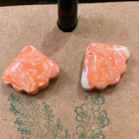 Orange and white shell earrings