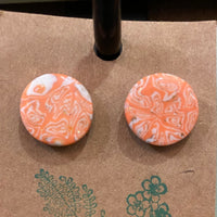 Orange and White circle Earrings