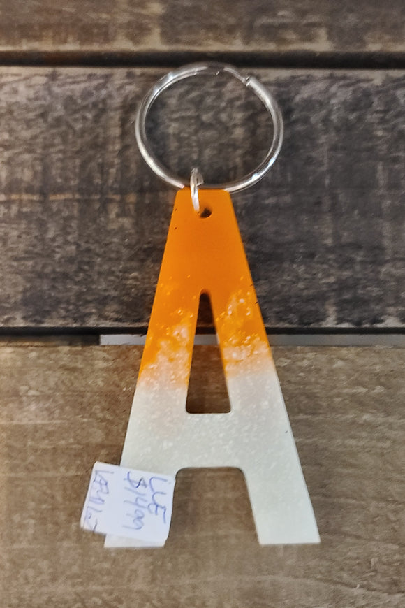 Resin Alphabet Keychains - Orange & White
