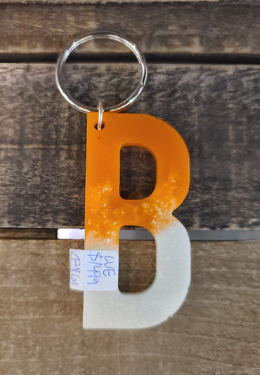 Resin Alphabet Keychains - Orange & White