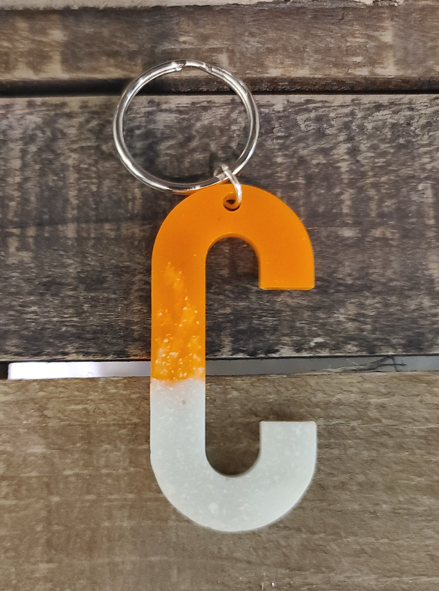 Resin Alphabet Keychains - Orange & White