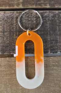 Resin Alphabet Keychains - Orange & White