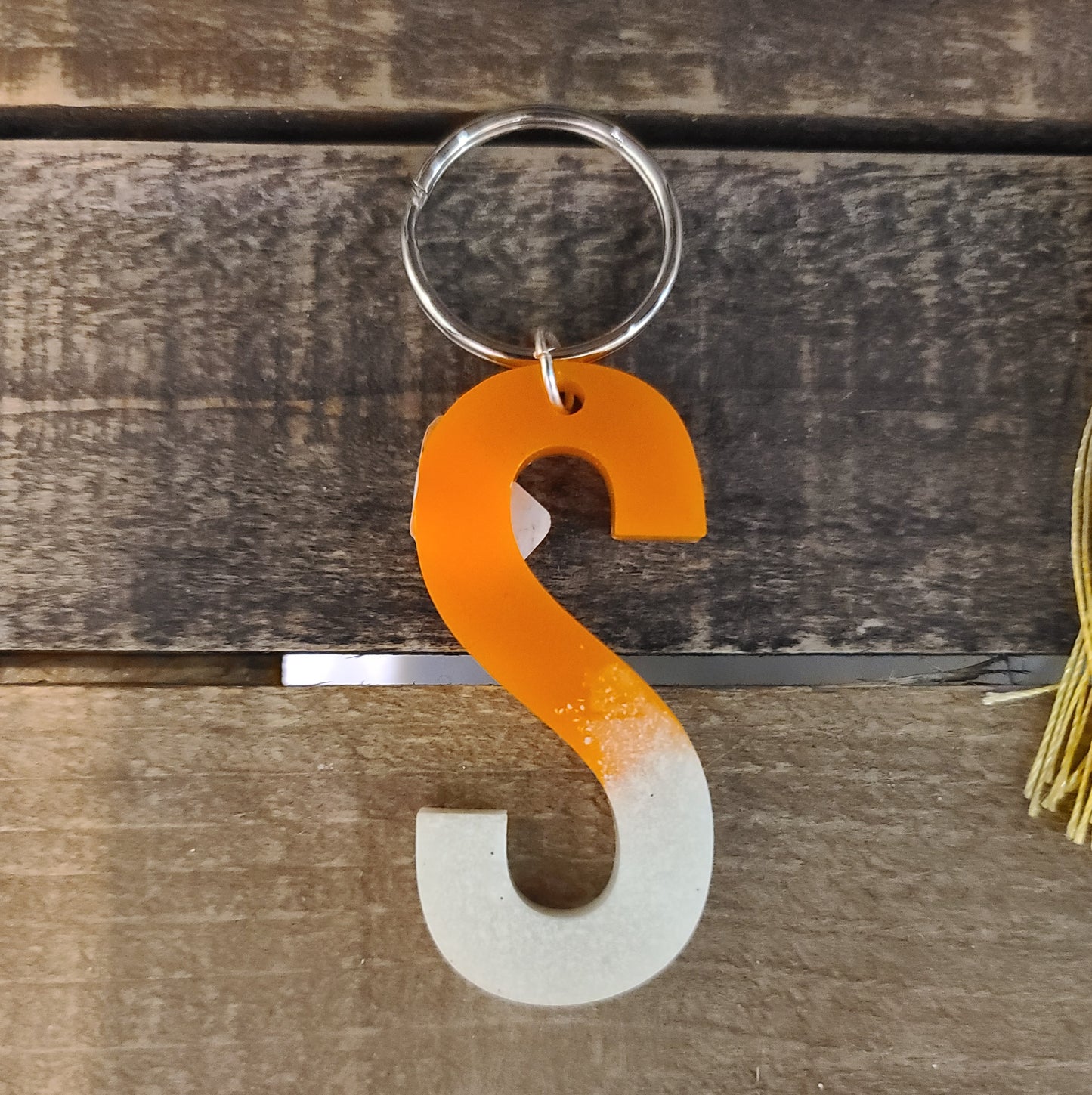 Resin Alphabet Keychains - Orange & White