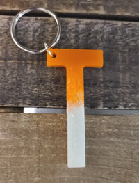 Resin Alphabet Keychains - Orange & White