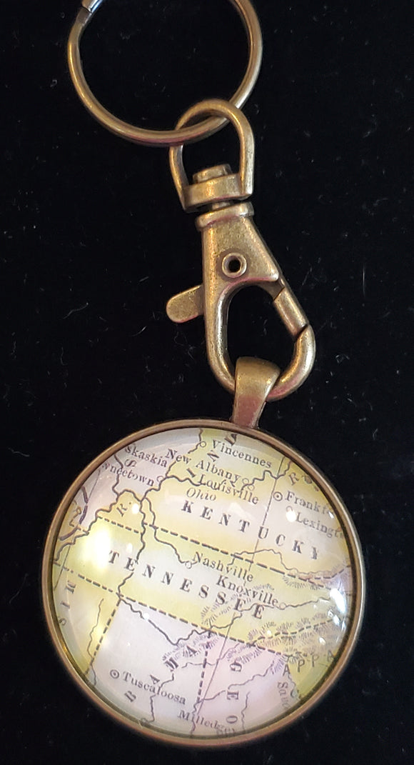 Map Pendant Key Ring