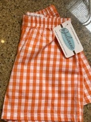 Toddler Orange and White Plaid Shorts