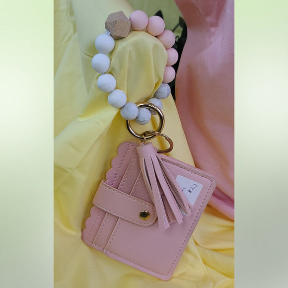 Dusty Pink Wristlet Wallet Keychain