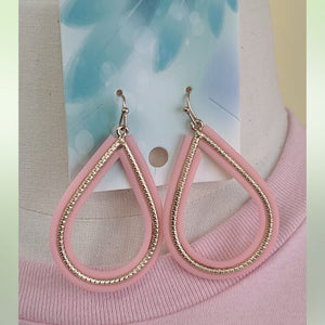 Pink and Gold Teardrop Earrings
