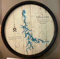 Lake Map Framed On Barrel End