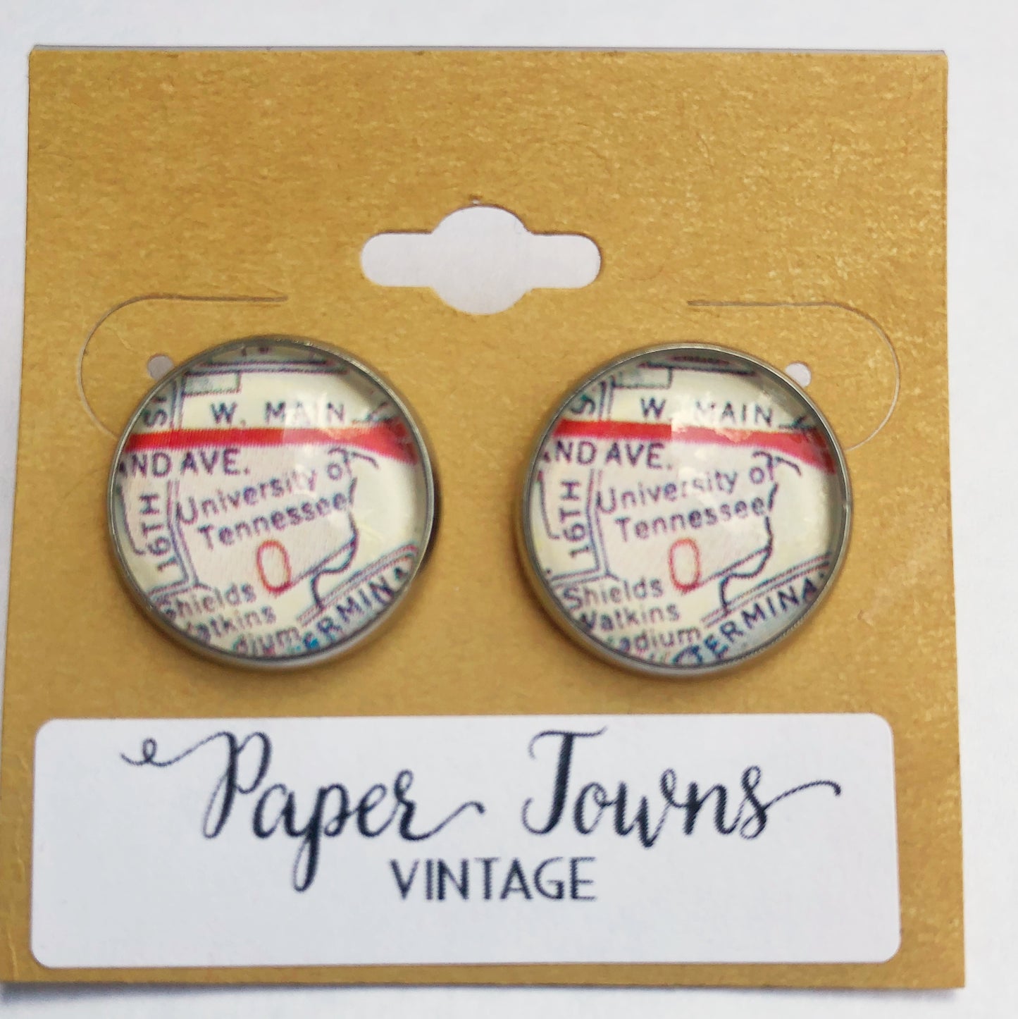 University of Tennessee Map Earrings